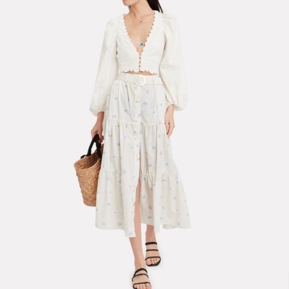 Solid & Striped Tiered Button Up Floral Cotton Skirt in Daisy Print